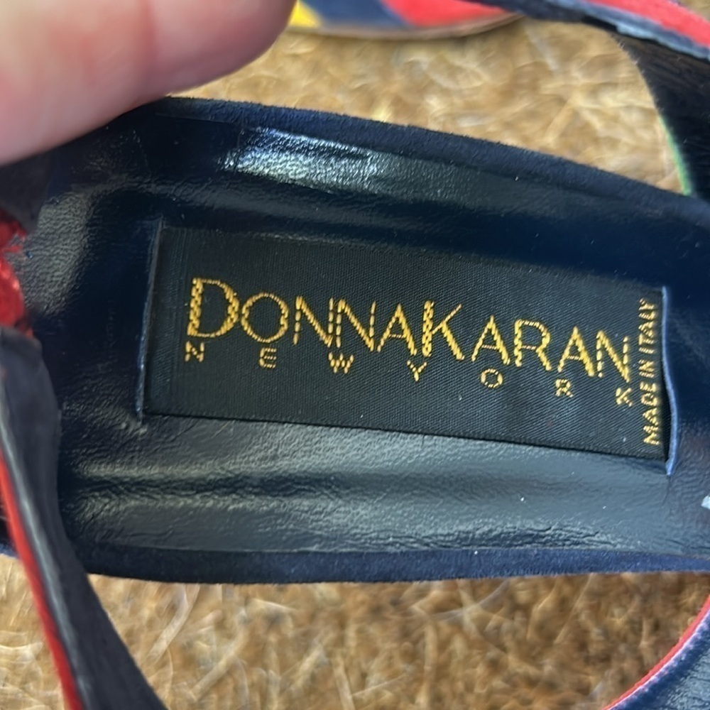 Donna Karen New York Vintage Colorblock Suede Slingback Heels 80's Retro Rare 10 - Picture 11 of 11